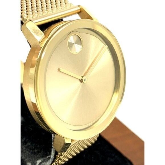 Movado Men's Watch 3600560 Bold Gold Dial Swiss Quartz Steel 40mm Mesh Band - Picture 12 of 13
